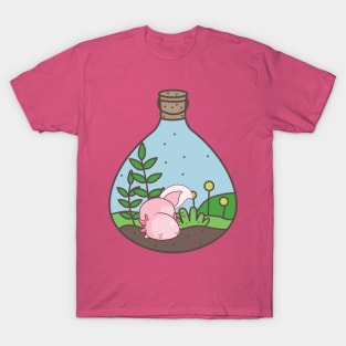 Cute Sleeping Axolotl In Terrarium T-Shirt